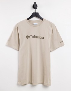 Бежевая базовая футболка с логотипом Columbia CSC-Белый