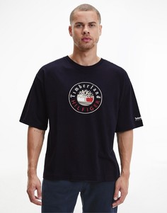 Темно-синяя футболка с фирменным логотипом спереди Tommy Hilfiger x Timberland-Темно-синий