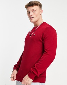 Красный свитер из хлопкового пике с круглым вырезом Lacoste