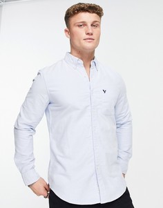 Светло-голубая приталенная оксфордская рубашка на пуговицах с логотипом American Eagle-Голубой