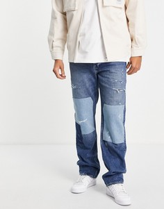 Мешковатые джинсы в стиле пэчворк голубого цвета River Island-Голубой