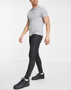Черные джинсы с покрытием из смесового органического хлопка Topman-Черный цвет