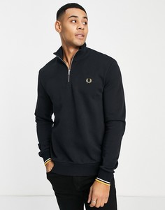 Черный свитшот с короткой молнией Fred Perry-Черный цвет