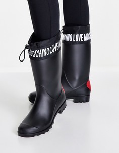 Черные резиновые сапоги с логотипом Love Moschino-Черный цвет