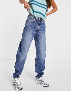 Синие джинсы в винтажном стиле из органического хлопка с завышенной талией Weekday Lash-Голубой
