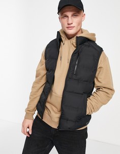 Стеганый черный жилет с утеплителем Topman-Черный цвет