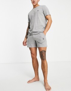 Комплект одежды для дома из футболки и шорт светло-серого цвета Jack & Jones-Серый