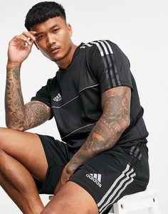 Черная футболка с тремя полосками adidas Football-Черный цвет
