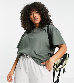 Футболка цвета хаки в стиле oversized ASOS DESIGN Curve Ultimate-Зеленый цвет