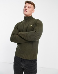 Трикотажный джемпер с воротником на молнии цвета хаки Lyle & Scott-Зеленый