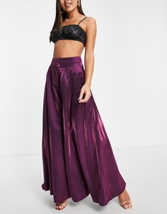 Очень широкие плиссированные брюки сливового цвета (от комплекта) Yaura-Фиолетовый цвет