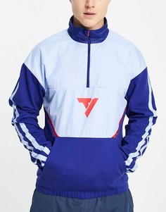 Синий топ в стиле колор блок с длинными рукавами и молнией длиной 1/4 adidas x Trae Young Basketball-Голубой