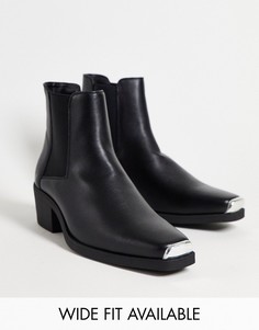 Черные ботинки челси в стиле вестерн из искусственной кожи ASOS DESIGN-Черный цвет