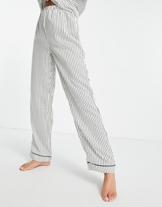 Кремовые пижамные брюки из атласа в тонкую черную полоску от комплекта Loungeable-Черный цвет