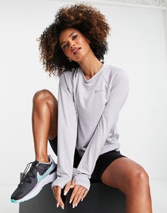 Серый меланжевый топ с круглым вырезом Nike Running Pacer Dri-FIT