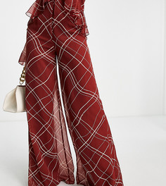 Шифоновые брюки в горошек с широкими штанинами от комплекта ASOS DESIGN Tall-Разноцветный
