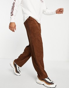 Очень свободные вельветовые брюки в нерегулярный рубчик ASOS DESIGN-Коричневый цвет