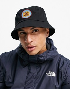 Черная панама с вышитым львом в стиле 70-х ASOS DESIGN-Черный цвет