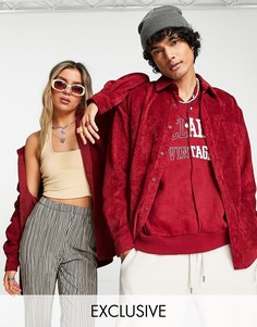 Бордовая вельветовая рубашка в стиле унисекс Reclaimed Vintage Inspired-Красный