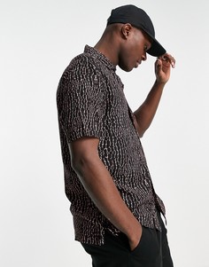 Рубашка с принтом под крокодила черного и розового цветов Topman-Розовый цвет