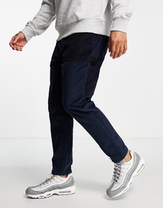 Суженные книзу вельветовые брюки с карманами в рабочем стиле ASOS DESIGN-Темно-синий
