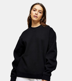 Черный oversized-свитшот с плоскими швами Topshop Petite-Черный цвет