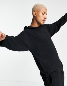 Черный вязаный худи в стиле oversized Topman-Черный цвет