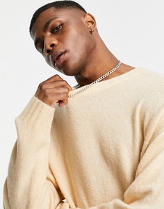 Светло-бежевый трикотажный джемпер в стиле oversized Topman-Светло-бежевый цвет
