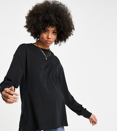 Черная oversized-рубашка с длинными рукавами ASOS DESIGN Maternity-Черный цвет
