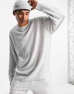 Серый вязаный джемпер в стиле oversized Topman