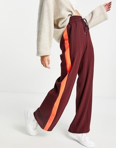 Темно-красные широкие брюки с полосками по бокам River Island-Красный