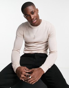 Бежевый обтягивающий джемпер из мериносовой шерсти ASOS DESIGN-Светло-бежевый цвет