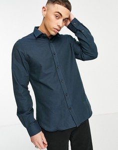 Темно-синяя двухцветная рубашка в строгом стиле Ben Sherman-Темно-синий