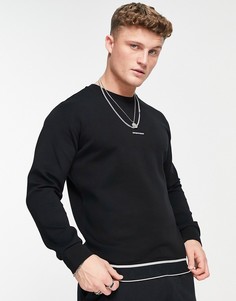 Черный свитшот с фирменной лентой с логотипом Emporio Armani-Черный цвет