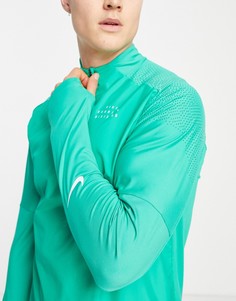 Зеленый топ с короткой молнией Nike Running Run Division Flash Element-Зеленый цвет