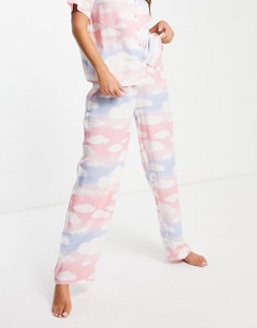 Пижамные брюки из модала розового/голубого/белого цвета с облаками ASOS DESIGN – Выбирай и Комбинируй-Разноцветный