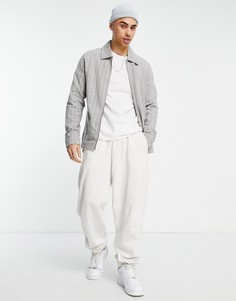 Серая куртка в тонкую полоску на молнии из трикотажа от комплекта Jack & Jones Premium-Серый