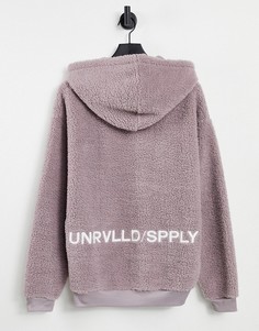 Сиреневый плюшевый оversized-худи с логотипом на спине ASOS Unrvlld Spply-Фиолетовый цвет