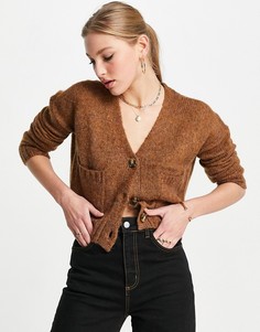 Коричневый укороченный шерстяной кардиган Vero Moda-Коричневый цвет