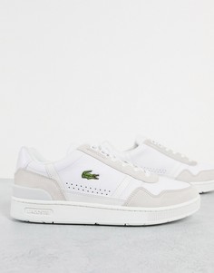Белые кроссовки со светлой отделкой Lacoste T-clip Court-Белый