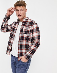 Рубашка в клетку цвета экрю и темно-синего цвета с длинными рукавами Jack & Jones-Разноцветный