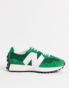 Зелено-белые кроссовки премиум-класса New Balance 327-Зеленый цвет