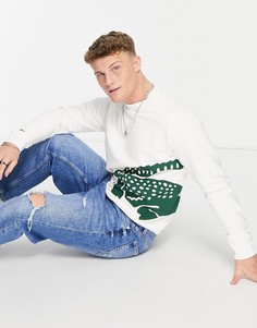 Свитшот с круглым вырезом и крокодилом Lacoste-Белый