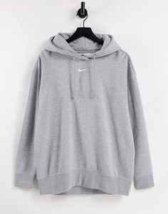 Oversized-худи серого цвета с маленьким логотипом-галочкой Nike-Серый
