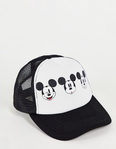 Черно-белая бейсболка с принтом Микки Мауса ASOS DESIGN-Черный цвет