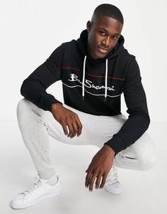 Худи с двухцветной вставкой и логотипом Ben Sherman-Черный цвет