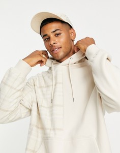 Oversized-худи комбинированного дизайна светло-бежевого цвета Topman-Светло-бежевый цвет
