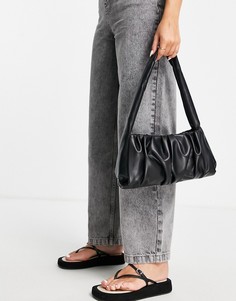 Черная присборенная сумка на плечо ASOS DESIGN-Черный цвет