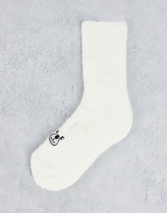 Уютные носки с ушками и принтом полярного мишки в новогодней подарочной упаковке Loungeable-Белый