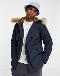 Синяя парка с капюшоном со съемным искусственным мехом Alpha Industries Explorer-Голубой